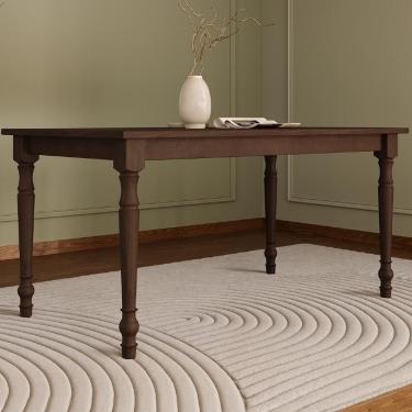 Imagem de Mesa de Jantar Rubia 6 Lugares Retangular MDF 160CM Café F07 Estrutura Madeira Mpozenato