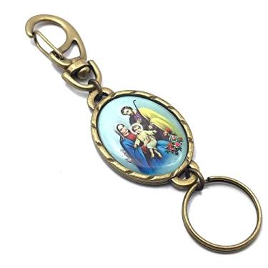 Imagem de Chaveiro Sagrada Família Metal Resinado Com Mosquetão