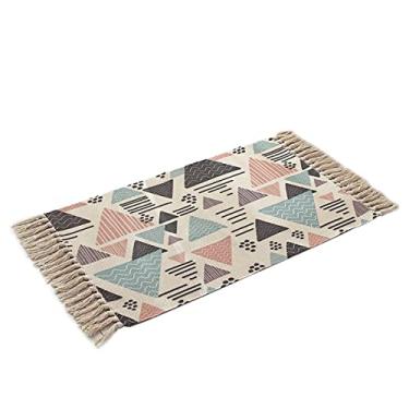 Imagem de jia cool, Tapete Boho, tapete de cozinha lavável, tapete de banheiro tecido pequeno algodão boêmio tribal fazenda borlas quarto corredor marroquino tapete de banheiro