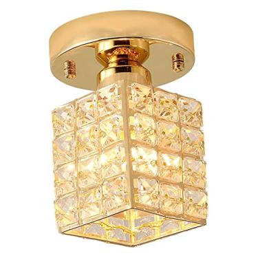 Imagem de Homyl Luminária de teto de cristal moderna perto do teto luminária de teto para sala de jantar corredor, quarto corredor, estilo C