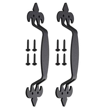 Imagem de 2 Pçs 11 polegadas Celeiro deslizante Puxador de porta vintage conjunto para gaveta de armário de armários de móveis de cozinha portão YYDFPIIA