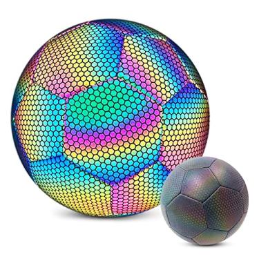Imagem de Bola de futebol reflexiva noite brilhante com luz de câmera flash bola de futebol para treinamento de futebol indoor ao ar livre cor B tamanho 5
