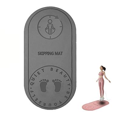 Imagem de Tapete de corda para pular com amortecimento para exercícios mudo, tapete de ioga, isolamento sonoro e absorção de choque, placa de alta densidade, tapete antiderrapante, cinza