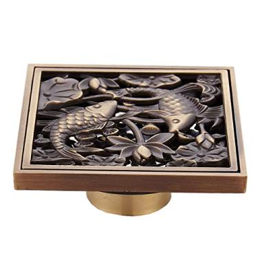 Imagem de Dreno de chão quadrado 10 cm ralo de chuveiro latão ralo de chão escada grade de resíduos com filtro de cabelo banheiro acessórios de chuveiro, 05,h