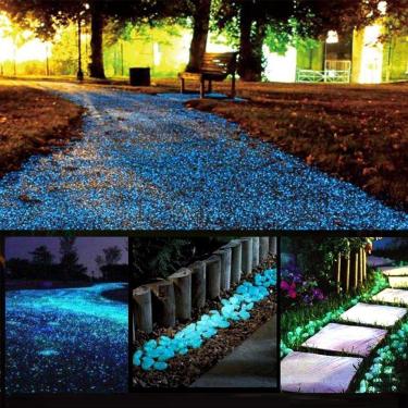 Imagem de (azul) - estilo chique Glow Stones, Glowing in the Dark Pebbles 150pcs para passarelas, janela, grama de jardim, garagem, decoracao externa DIY pedras decorativas de cascalho, decoracao de aquario (azul)