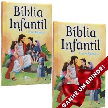 Imagem de Combo 2 Bíblias Infantis  Letra Grande  Capa Dura Almofadada  Sbn Cria