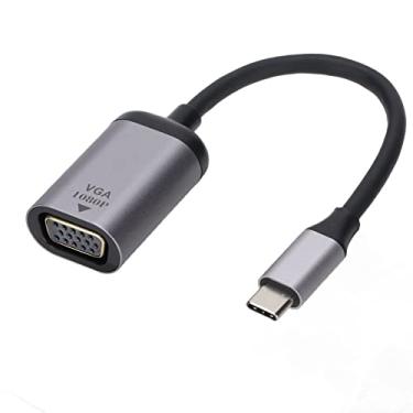 Imagem de Adaptador USB-C para VGA, 1080p @60Hz USB tipo C macho para VGA fêmea conversor de vídeo multivisor para laptops, tablets, PC, monitor, projetores, telefone e TV