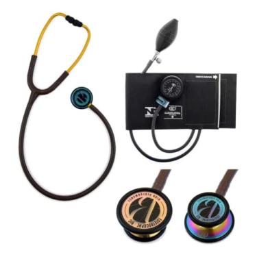 Imagem de Kit Conjunto Esfigmomanometro Inova Plus Estetoscópio Duplo Inox Bic (CHOCOLATE)