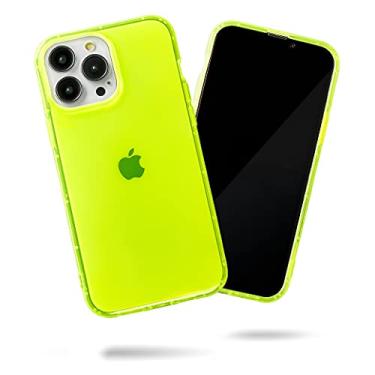 Imagem de SteepLab Capa iluminadora neon para iPhone 13 Pro Max (tela de 2021, 6,7 polegadas) – Capa protetora de gel com bolsos de ar (amarelo neon visível)