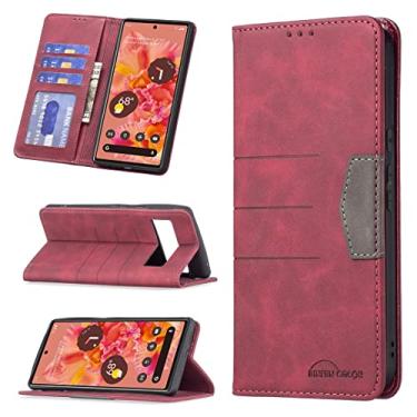 Imagem de YUNCHAO Caixa de telefone Para o Google Pixel 6 Caixa de telefone de couro magnético de emenda capa para celular