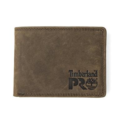 Imagem de Timberland PRO Carteira masculina de couro RFID com bolso dobrável removível para cartão, Marrom escuro/Pullman, tamanho nico