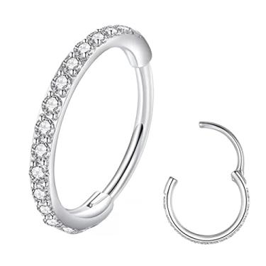 Imagem de BLESSMYLOVE Anéis de nariz de zircônia cúbica transparente Brincos de cartilagem de aço cirúrgico 316L concha Daith Helix Rook Tragus Lóbulo confortável joia piercing corporal 20G
