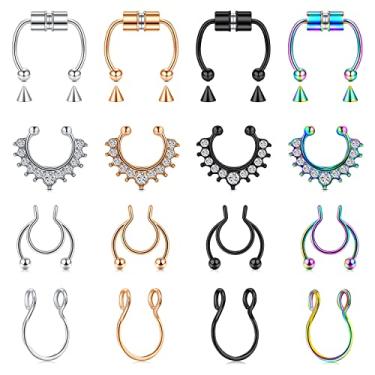 Imagem de TOKRING Piercing de nariz falso de septo magnético de aço inoxidável para nariz de septo falso, anel magnético de nariz de septo falso, anel de septo, piercing falso, joia, metal, aço inoxidável