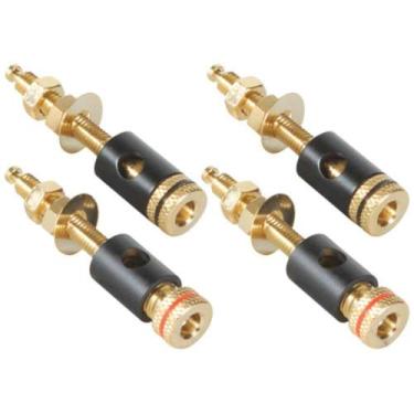 Imagem de Plugue de banana com 2 pares de fios de 2,5 cm da Parts Express Binding Post com ouro preto