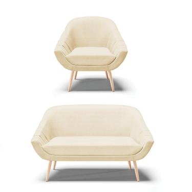 Imagem de Kit 01 Namoradeira E 01 Poltrona Veludo A129 Off White