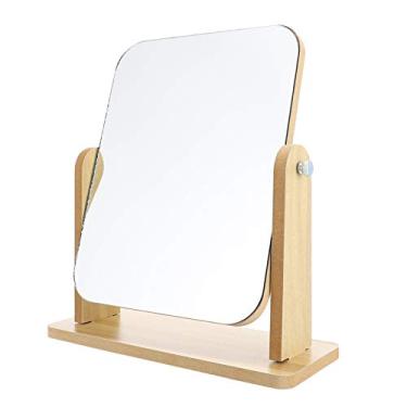 Imagem de STAHAD espelho de mesa espelho de maquilhagem oval espelho oval óculos para maquiagem terra espelheira Espelho de maquiagem espelho quadrado volta espelho giratório espelho de madeira