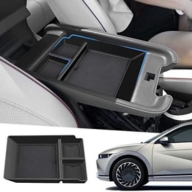 Imagem de GZBFTDH Caixa de armazenamento de apoio de braço de acessórios interiores de carro, compatível com Hyundai Ioniq 5 2022, protetor de guarnições de carro interior decoração moldura guarnição (Preto)