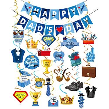 Imagem de Decorações para pendurar para o dia dos pais 25 peças decorações para o dia dos pais para a casa decoração do dia dos pais com decoração de teto em folha de espiral com decoração de família Del Dia Del Padre