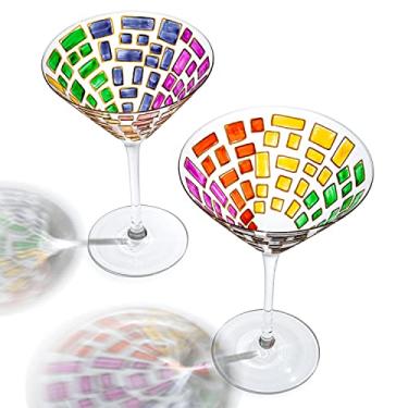 Imagem de Martini Artisanal pintado à mão - Vitral romântico renascentista, pela The Wine Savant - Conjunto de 2 - Ideia de presente para ela, ele, aniversário, mãe, inauguração de casa - Copos extra grandes