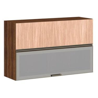 Imagem de Armário Aéreo 120cm 2 Portas Prata Dourado Com Cumaru