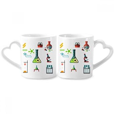 Imagem de Tubo de ensaio cônico, garrafa química, conjunto de canecas de porcelana para casais, copo de cerâmica para amantes, alça de coração