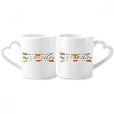 Imagem de Conjunto de canecas de porcelana para casais Happy Carnival of Venice com cabeça de barba e coração
