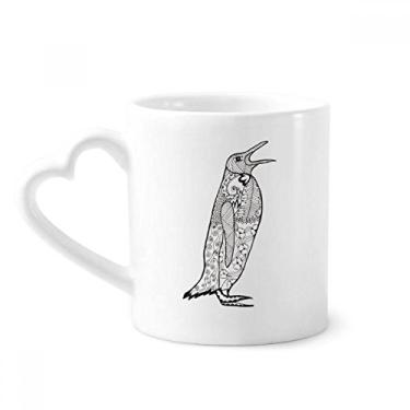 Imagem de Caneca de desenho de retrato de animal de pinguim fofo caneca de café cerâmica copo de coração de vidro