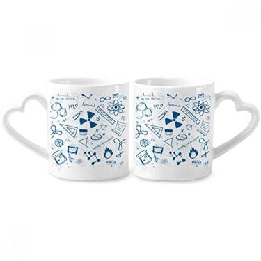 Imagem de Simple Strokes Conjunto de canecas de porcelana para casal, símbolo, química, físico, coração