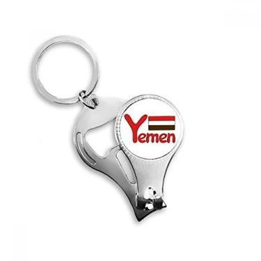 Imagem de Bandeira Nacional do Iêmen Padrão Vermelho Alicate Anel Chaveiro Abridor de Garrafas Cortador