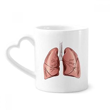 Imagem de Caneca com ilustração humana de órgão pulmão café cerâmica copo de coração de vidro