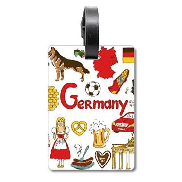 Imagem de Bandeira nacional de animais da Alemanha Landscap bolsa etiqueta de bagagem cartão pendurado etiqueta, Multicolorido.