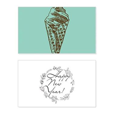 Imagem de Creme chocolate esboço sorvete cones ano novo festival cartão de felicitações mensagem presente