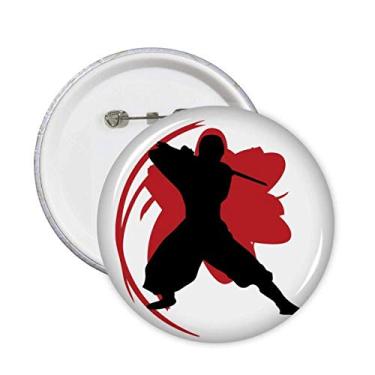 Imagem de Bushido Samurai Katana Sakura Outline Japonês Broche Emblema Emblema Acessório Decoração 5 peças