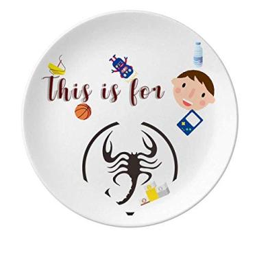 Imagem de Prato de porcelana circular de insetos natural escorpião prato redondo menino homem