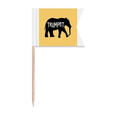 Imagem de Bandeiras de palito de dente de trompete de elefante, marcação de rotulagem para bolo de festa, comida, placa de queijo