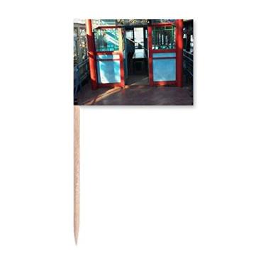 Imagem de Cenário de fotografia estilo China barco pesca palito de dente bandeiras marcador Topper Decoração de festa