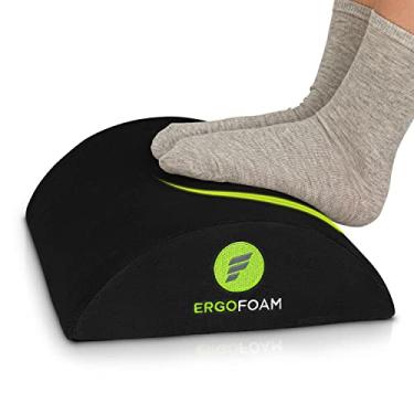 Imagem de ErgoFoam Descanso ergonômico para os pés sob a mesa – Apoio para os pés de espuma macia de veludo premium para mesa – Descanso de pé de mesa mais confortável do mundo para dor na lombar,