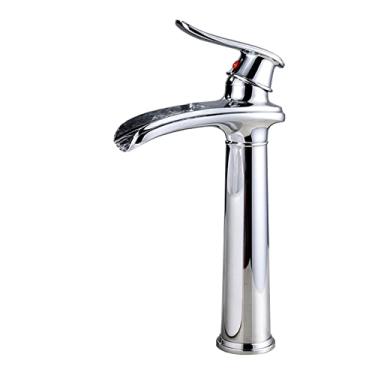 Imagem de LIDON Torneira para pia de banheiro torneira de água quente e fria torneira de banheiro manípulo único torneira de latão antigo banheiro um furo torneiras de latão torneira de lavatório preto, preto B (cor: cromado D)