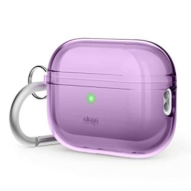 Imagem de elago Capa transparente compatível com AirPods Pro 2ª geração – projetada para AirPods Pro 2, capa protetora com chaveiro, transparente, carregamento sem fio, amarelamento reduzido [roxo profundo]