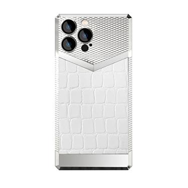 Imagem de KVIBEO Capa para iPhone 14/14 Pro/14 Pro Max/14 Plus, capa de borda galvanizada de couro crocodilo com proteção de câmera capa protetora antiderrapante, 2,14 Pro 6,1 polegadas