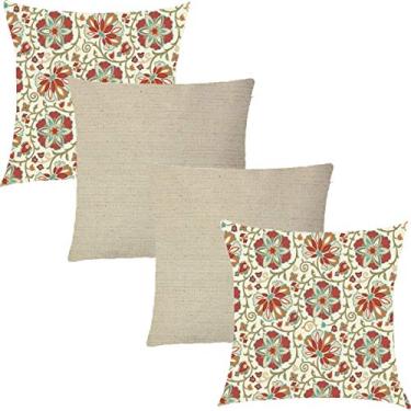 Imagem de Kit 4 Capas de Almofadas Composê Cazoli e Linho 45cmx45cm