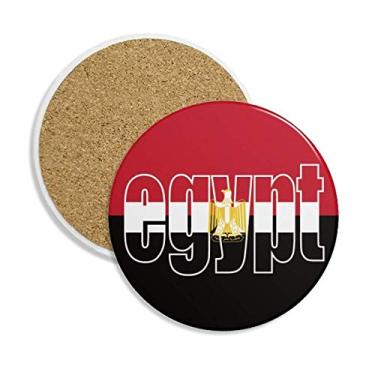 Imagem de Caneca de porta-copos com nome da bandeira do Egito, pedra absorvente de proteção de mesa