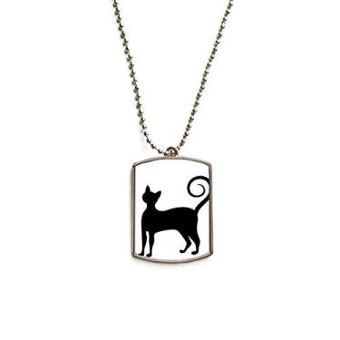 Imagem de DIYthinker Colar com pingente de gato preto Mewing elegante com desenho de animal de estimação em aço inoxidável