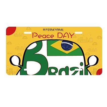 Imagem de DIYthinker Placa de licença com estampa verde da bandeira nacional do Brasil, decoração de carro, dia da paz
