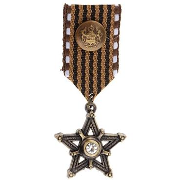 Imagem de Bonarty Broche com pingente de estrela Steampunk, broche de metal para homens