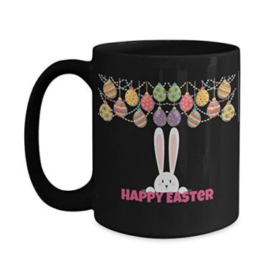 Imagem de Caneca de café de cerâmica com design de coelho de Páscoa feliz ideia de presente
