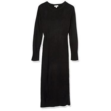 Imagem de Calvin Klein Vestido feminino de manga comprida com gola redonda e zíper lateral, Preto, M