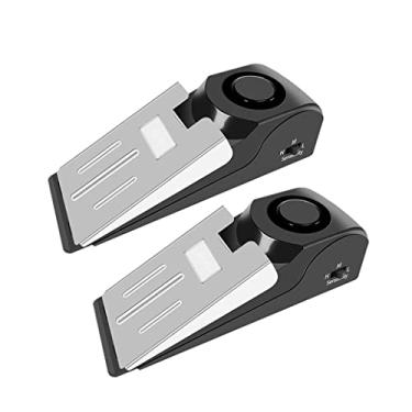 Imagem de Alarme de batente de porta, 2 pacotes, alarme de segurança de parada de porta de cunha atualizado portátil 120 dB sirene alta batente de porta de segurança cunha alerta de intruso para viagem casa apartamento casa