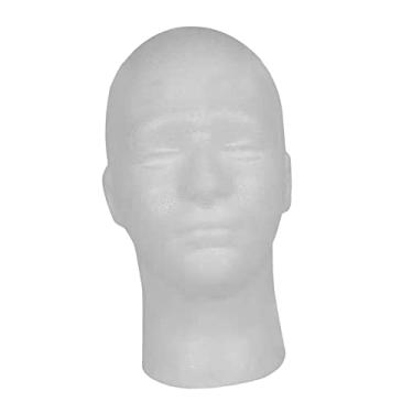 Imagem de Cabeça de peruca masculina, cabeça de manequim, multifuncional, branco, portátil, leve, suporte para exibição de chapéu, suporte de chapéu para loja