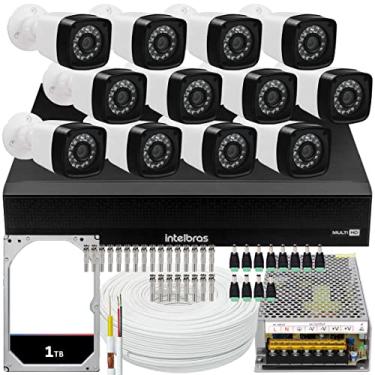 Imagem de Kit DVR Intelbras 16 canais H.265 1TB 12 câmeras Full HD 20m